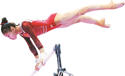 跳马项目上, 加得出, 经领先第二 跳马项目上, 加得出, 经领先第二